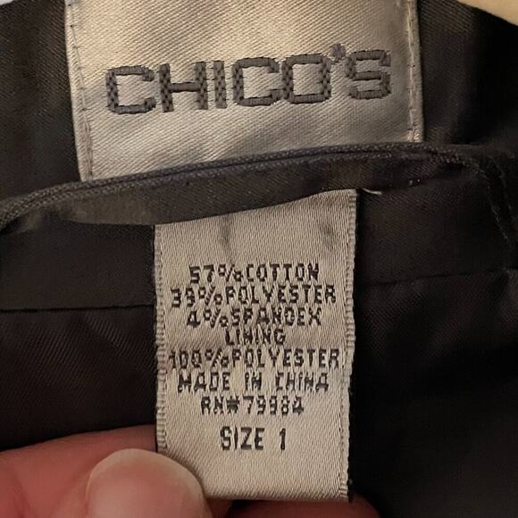 Chico's Satiny Wrap/Tie Open Blazer, Charcoal Gray, Cuffed Sleeves, Size M - Picture 9 of 12